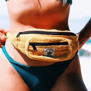 Yellow Handmade Hemp Fanny Pack